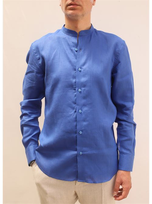 camicia lino collo coreano Mik Mak | CAMICIALINOCOLLOCOREANOBLUROYAL
